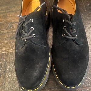 Dr. Martens Navy Suede Loafers with Yellow Stiching